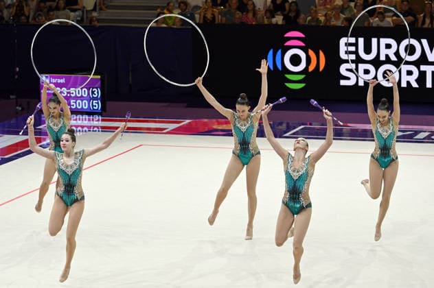 August 15, 2026, xhbx, 2026 Rhythmic Gymnastics World Championships, from left: Team, Group, Austrian Team, Clubs, Hoop, Frankfurt am Main
