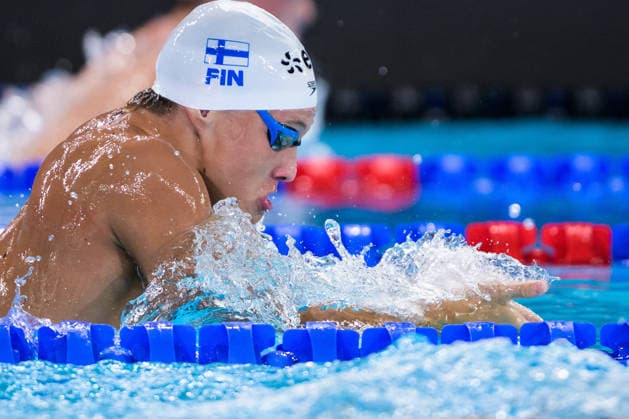 August 15, 2026: Eetu Autio of Finland competes in the men’s 200-meter individual medley swimming heats during Day 16 of the 2026 European Aquatics Championships on August 15, 2026 in Saint-Denis. Photo by Joel Marklund, BILDBYRAN, code JM JM0844 bbeng swimming 2026 European Aquatics Championships EM  Copyright: JOELxMARKLUND BB260815JM088