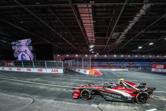 Nyck de Vries driving for MAHINDRA RACING Formula E Team during free practice in the London E-Prix at the ExCel Centre, London Docklands, UK on 15 August 2026. Copyright: xPhilxHutchinsonx 45350002