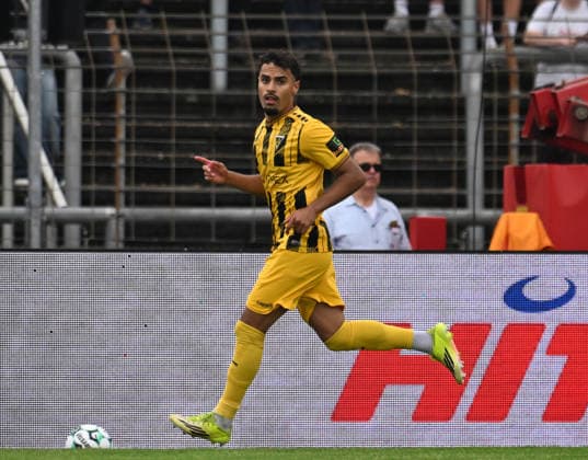 August 15, 2026, xophax, Soccer 3rd Division, SC Fortuna Cologne vs. Alemannia Aachen; Mehdi Loune of Alemannia Aachen scores on a penalty kick to make it 1–0 for Aachen over Cologne