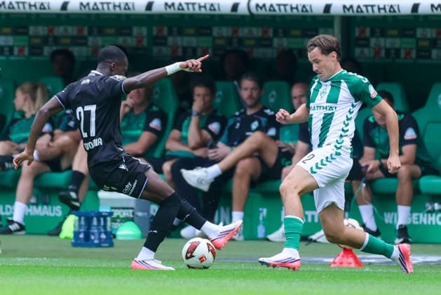 Lamine Sy of AJ Auxerre and Olivier Deman of Werder Bremen battle for the ball during the friendly match between Werder Bremen and AJ Auxerre at Weserstadion on August 15, 2026, in Bremen, Germany Photo by Marco Steinbrenner DeFodi Images Lamine Sy of AJ Auxerre and Olivier Deman of Werder Bremen battle for the ball during the friendly match between Werder Bremen and AJ Auxerre at Weserstadion on August 15, 2026 in Bremen, Germany Photo by Marco Steinbrenner DeFodi Images Photo by Marco Steinbrenner DeFodi Images