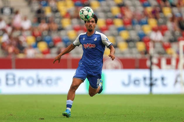 Yasin Batuhan Muhammed Zor of TSG Hoffenheim II in action, on the ball, making a solo run during the 3. Liga match between Fortuna Düsseldorf and TSG 1899 Hoffenheim II at the Merkur Spiel Arena on August 15, 2026, in Düsseldorf, Germany. Photo by Oliver Kaelke, DeFodi Images. Yasin Batuhan Muhammed Zor of TSG Hoffenheim II controls the ball during the 3. Liga match between Fortuna Düsseldorf and TSG 1899 Hoffenheim II at Merkur Spiel Arena on August 15, 2026 in Düsseldorf, Germany Photo by Oliver Kaelke, DeFodi Images DFB and DFL regulations prohibit any use of photographs as image sequences and or quasi-video Photo by Oliver Kaelke, DeFodi Images