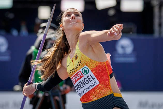 BIRMINGHAM, GREAT BRITAIN - AUGUST 15, 2026: Sandrina SPRENGEL (GER Germany) competing in the javelin throw of the heptathlon during the European Athletics Championships at Alexander Stadium on August 15, 2026 in Birmingham, Great Britain. Great Britain Copyright: xAxelxKohringx