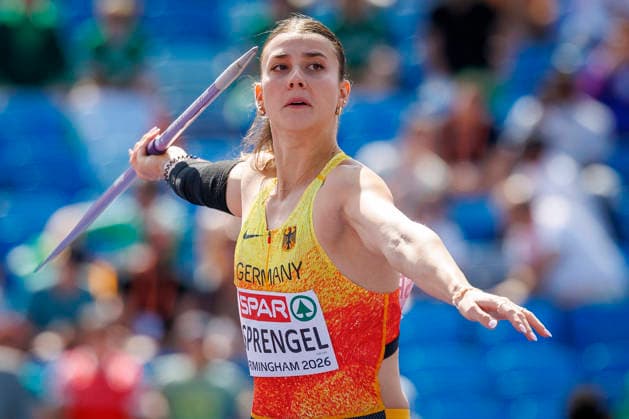BIRMINGHAM, GREAT BRITAIN - AUGUST 15, 2026: Sandrina SPRENGEL (GER Germany) competing in the javelin throw of the heptathlon during the European Athletics Championships at Alexander Stadium on August 15, 2026 in Birmingham, Great Britain. Great Britain Copyright: xAxelxKohringx