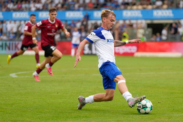 August 15, 2026, Hänsch Arena, Meppen, GER, 3rd Division, Matchday 2: SV Meppen vs. SG Sonnenhof Großaspach, Dominique Domröse, SV Meppen 2. DFL regulations prohibit any use of photographs as image sequences and or quasi-video. Meppen, Lower Saxony, Hänsch Arena