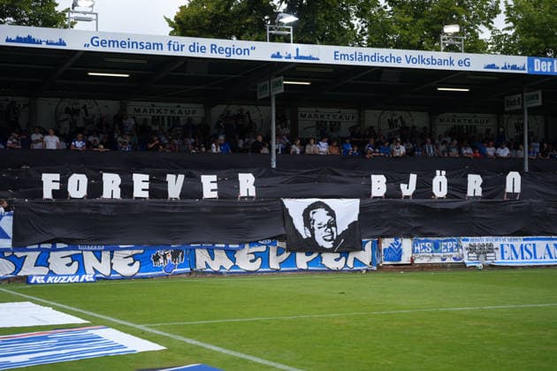 German Soccer, 3rd Division, Matchday 2, Hänsch Arena, SV Meppen vs. SG Sonnenhof Großaspach – SV Meppen Choreography Copyright: xMichelxWittex