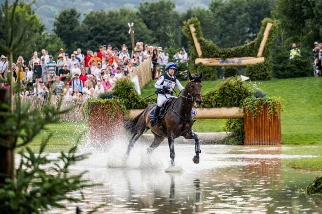 August 15, 2026: Frida Andersen of Sweden, riding Box Leo, competes in the Eventing Cross Country on Day 5 of the 2026 FEI World Championships on August 15, 2026 in Aachen. Photo by Emma Wallskog, BILDBYRAN, code EW EW0685. equestrian sports, riding, 2026 World Championships, 2026 FEI World Championships, BBENG, equestrian sports, World Championships, eventing, cross-country, Sweden Copyright: EMMAxWALLSKOG BB260815EW070