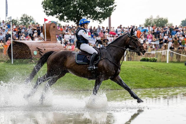August 15, 2026: Frida Andersen of Sweden, riding Box Leo, competes in the Eventing Cross Country on Day 5 of the 2026 FEI World Championships on August 15, 2026 in Aachen. Photo by Emma Wallskog, BILDBYRAN, code EW EW0685. equestrian sports, riding, 2026 World Championships, 2026 FEI World Championships, BBENG, equestrian sports, World Championships, eventing, cross-country, Sweden Copyright: EMMAxWALLSKOG BB260815EW073
