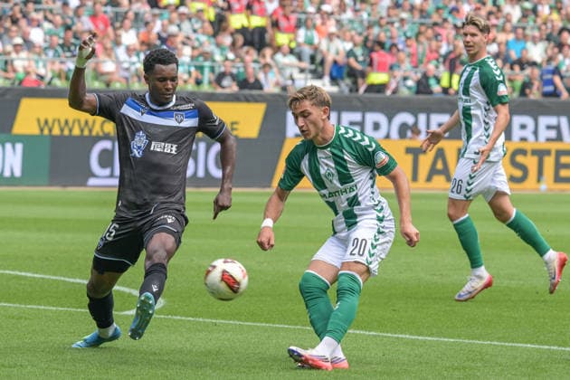 Shot by Chuki SV Werder Bremen 20, SV Werder Bremen vs. AJ Auxerre, soccer, Bundesliga, friendly match, August 15, 2026. DFB regulations prohibit any use of photographs as image sequences and or quasi-video. Bremen, Bremen, Germany Copyright: xkolbert-press BurghardxSchreyerx