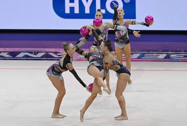 August 15, 2026, xhbx, 2026 Rhythmic Gymnastics World Championships, v l Team, Group, Germany consists of Alisa Datsenko, Anja Kosan, Alina Ott, Helena Ripken, Anna Maria Shatokhin Ball routine Frankfurt am Main