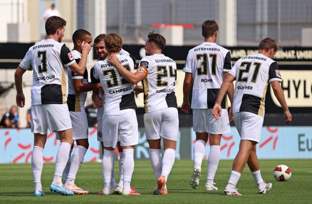 August 15, 2026, Soccer, Men s, Friendly Match, 2026–2027 Season, SV 07 Elversberg vs. FC Lorient, SV 07 Elversberg celebrates after Lukasz Poreba scores the 1–0 goal; SV 07 Elversberg, Ursapharm Arena at the Kaiserlinde, Saarland, Germany (DEU) Copyright: xFabianxKleerx
