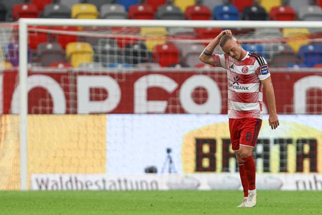Jorrit Hendrix of Fortuna Düsseldorf looks dejected during the 3. Liga match between Fortuna Düsseldorf and TSG 1899 Hoffenheim II at the Merkur Spiel Arena on August 15, 2026, in Düsseldorf, Germany. Photo by Oliver Kaelke, DeFodi Images. Jorrit Hendrix of Fortuna Düsseldorf looks dejected during the 3. Liga match between Fortuna Düsseldorf and TSG 1899 Hoffenheim II at Merkur Spiel Arena on August 15, 2026 in Düsseldorf, Germany. Photo by Oliver Kaelke, DeFodi Images. DFB and DFL regulations prohibit any use of photographs as image sequences and or quasi-video. Photo by Oliver Kaelke, DeFodi Images.