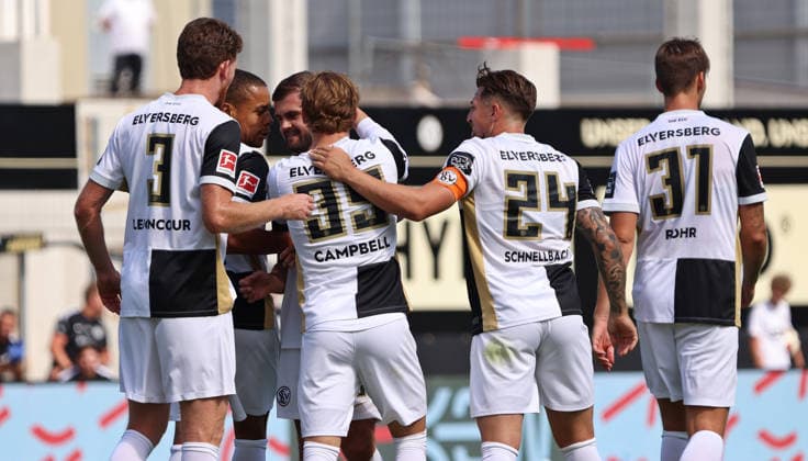 August 15, 2026, Soccer, Men s, Friendly Match, 2026–2027 Season, SV 07 Elversberg vs. FC Lorient, SV 07 Elversberg celebrates after Lukasz Poreba scores the 1–0 goal; SV 07 Elversberg, Ursapharm Arena at the Kaiserlinde, Saarland, Germany (DEU) Copyright: xFabianxKleerx