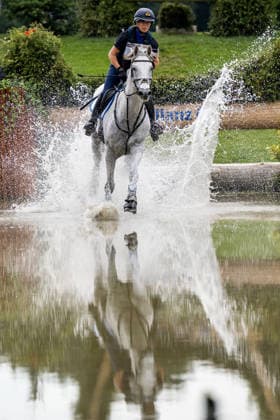 August 15, 2026: Vittoria Panizzon of Italy, riding DHI Jackpot, competes in the Eventing Cross Country on Day 5 of the 2026 FEI World Championships in Aachen. 2026 in Aachen. Photo by Emma Wallskog, BILDBYRAN, code EW EW0685. equestrian sports, riding, 2026 World Championships, 2026 FEI World Championships, BBENG, equestrian sports, World Championships, eventing, cross-country Copyright: EMMAxWALLSKOG BB260815EW080
