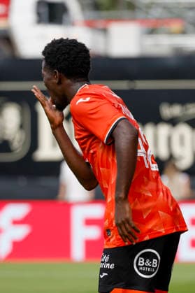 Pictured: Celebrations after the goal that tied the score at 1–1, scored by Mamadou Kone of FC Lorient, August 15, 2026, 1st Bundesliga, Friendly Match, SV 07 Elversberg vs. FC Lorient, Germany, Elversberg, URSAPHARM Arena, DFL REGULATIONS PROHIBIT ANY USE OF PHOTOGRAPHS AS IMAGE SEQUENCES AND OR QUASI-VIDEO Copyright: HMBxMedia xJulienxBecker