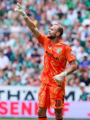 Goalkeeper Alexander Schlager of Werder Bremen gestures during the friendly match between Werder Bremen and AJ Auxerre at Weserstadion on August 15, 2026, in Bremen, Germany Photo by Marco Steinbrenner, DeFodi Images Goalkeeper Alexander Schlager of Werder Bremen gestures during the friendly match between Werder Bremen and AJ Auxerre at the Weserstadion on August 15, 2026 in Bremen, Germany Photo by Marco Steinbrenner, DeFodi Images Photo by Marco Steinbrenner, DeFodi Images