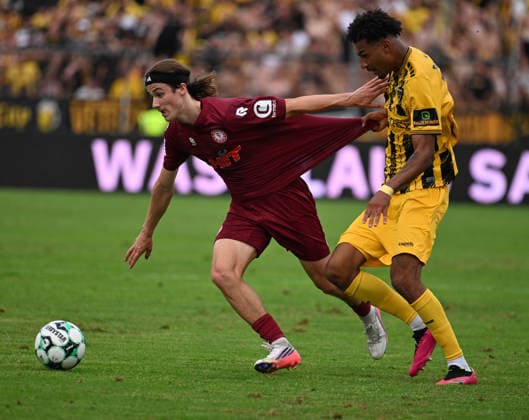 August 15, 2026 xophax, Soccer 3rd Division, SC Fortuna Köln vs. Alemannia Aachen Joel da Silva Kiala (Alemannia Aachen), right, and Bennet Bröger (Fortuna Köln), left Cologne