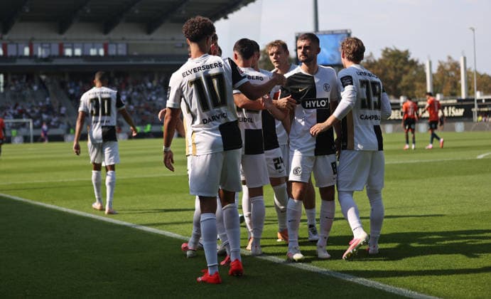 August 15, 2026, Soccer, Men s, Friendly, 2026–2027 Season, SV 07 Elversberg vs. FC Lorient, SV 07 Elversberg celebrates after Noah Darvich scores the 2–1 goal; SV 07 Elversberg, Ursapharm Arena at the Kaiserlinde, Saarland, Germany (DEU) Copyright: xFabianxKleerx