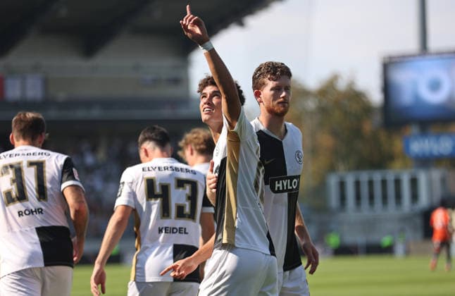 August 15, 2026, Soccer, Men s, Friendly Match, 2026–2027 Season, SV 07 Elversberg vs. FC Lorient, Noah Darvich of SV 07 Elversberg celebrates his goal to make it 2–1, goal celebration at the Ursapharm Arena in Kaiserlinde, Saarland, Germany (DEU) Copyright: xFabianxKleerx