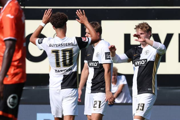 August 15, 2026, xrekx, Soccer Friendly Match, SV Elversberg vs. FC Lorient, Cole Campbell scores the goal for SV 07 Elversberg, goal, scores the goal to make it 4–1. DFL and DFB regulations prohibit any use of photographs as image sequences and or quasi-video. Elversberg