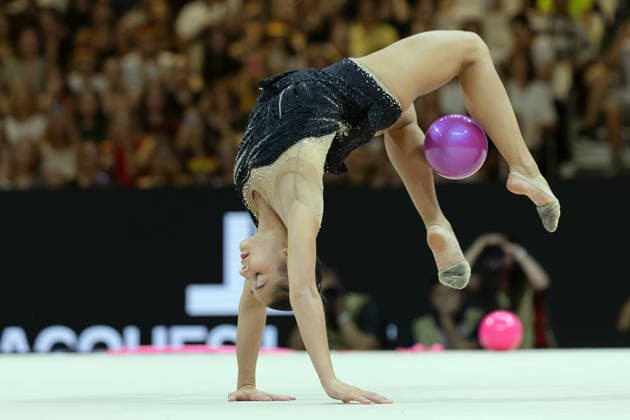 World Rhythmic Gymnastics Championships: Sofia Raffaeli of Italy during her ball routine. World Rhythmic Gymnastics Championships, August 11–16, at the Festhalle in Frankfurt am Main. Individual All-Around Final, places 1 through 9, Frankfurt am Main, Hesse, Germany, Festhalle