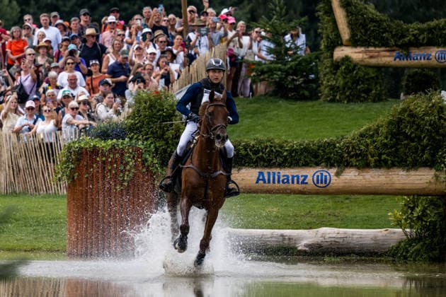 August 15, 2026: Axel Lindberg of Finland, riding Quelle Bonne, competes in the Eventing Cross Country on Day 5 of the 2026 FEI World Championships on August 15, 2026 in Aachen. Photo by Emma Wallskog. BILDBYRAN code EW EW0685 equestrian sports riding 2026 World Championships 2026 FEI World Championships BBENG equestrian sports World Championships eventing cross-country  Copyright: EMMAxWALLSKOG BB260815EW087