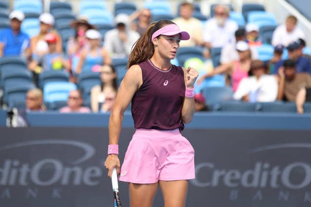 MASON, OHIO - AUGUST 15: Zeynep Sonmez of Turkey reacts to a play during day five of the Cincinnati Open at the Lindner Family Tennis Center on August 15, 2026 in Mason, Ohio. Copyright: xShainaxBenhiyoun SPPx Sportspressphoto_SPR207105