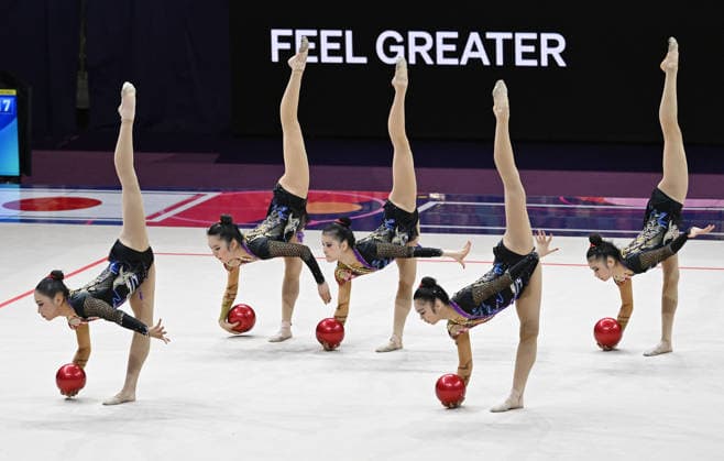 August 15, 2026, xhbx, 2026 Rhythmic Gymnastics World Championships, from left: Team, Group, Japan, 5-ball routine, Frankfurt am Main