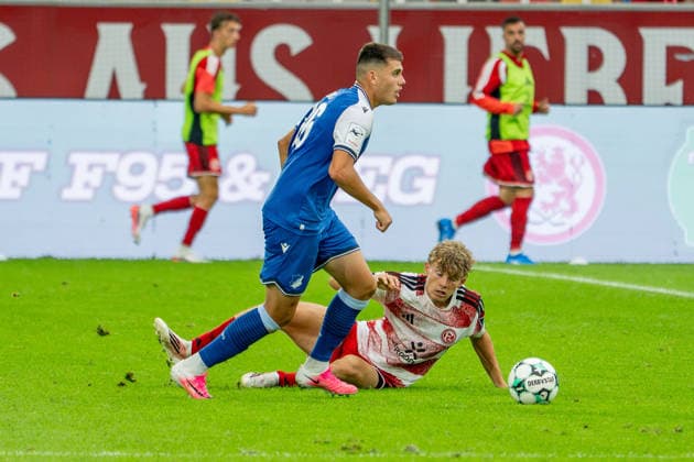 August 15, 2026, xkkux, Soccer, Fortuna Düsseldorf vs. TSG 1899 Hoffenheim II, 3. Liga, MERKUR SPIEL ARENA, Matchday 2, 2026–2027 Season, Jakov Dedic, TSG Hoffenheim II, 36. DFB regulations prohibit any use of photographs as image sequences and or quasi-video. North Rhine-Westphalia, Germany