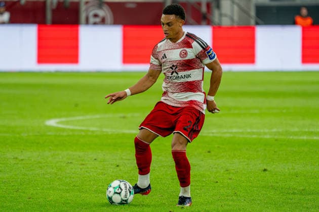 August 15, 2026, xkkux, Soccer, Fortuna Düsseldorf vs. TSG 1899 Hoffenheim II, 3. Liga, MERKUR SPIEL ARENA, Matchday 2, 2026–2027 Season Steven van der Sloot Fortuna Düsseldorf 02 DFB regulations prohibit any use of photographs as image sequences and or quasi-video North Rhine-Westphalia, Germany