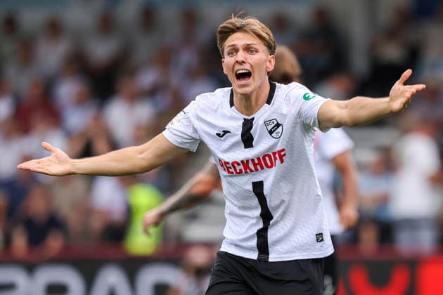 August 15, 2026, xkwix, Soccer, 3rd Division, SC Verl vs. MSV Duisburg, Sportclub Arena, Matchday 2, 2026–2027 Season: Fabian Wessig of SC Verl (No. 18) gesticulates and shouts in disappointment. DFB regulations prohibit any use of photographs as image sequences and or quasi-video. Photo: xKamilxWilkowskixPressefotoKochx, North Rhine-Westphalia, Germany
