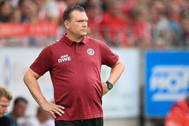 Uwe Koschinat, Essen; facial expressions; intense facial expression; emotion; August 15, 2026; ¢ Soccer ¢ Rot Weiss Essen vs. TSV Havelse, Essen Stadium, Essen, DFB and DFL regulations prohibit any use of photographs as image sequences and or quasi-video. NRW, Germany Copyright: xpepphotox xHorstxMauelshagenx pep00321, pep_20260815_hm_397467