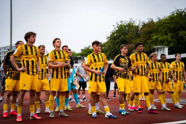 The team after the tie in front of the stands: SC Fortuna Cologne vs. Alemannia Aachen, soccer, 3rd Division, Matchday 2, 2026–2027 season, August 15, 2026 DFB regulations prohibit any use of photographs as image sequences and or quasi-video SC Fortuna Cologne vs. Alemannia Aachen, soccer, 3. Liga, Matchday 2, 2026–2027 season, August 15, 2026, Cologne Copyright: xEibner-Pressefoto J.xDerondeaux EP_JDU