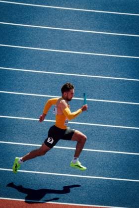 European Athletics Championships, Birmingham, August 15, 2026: Heiko Gussmann of Germany runs his leg of the relay while holding the baton during the European Athletics Championships at Alexander Stadium in Birmingham on August 10, 2026 Copyright: xBEAUTIFULxSPORTS Flatemerschx