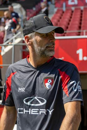 GER, Mainz, Soccer, Friendly Match, FSV Mainz 05 vs. AFC Bournemouth (pictured, from left: Marco Rose, Head Coach of AFC Bournemouth), August 15, 2026, MEWA Arena, Mainz. DFL and DFB regulations prohibit any use of photographs as image sequences and or quasi-video, Copyright: HMBxMedia PaulxFritz