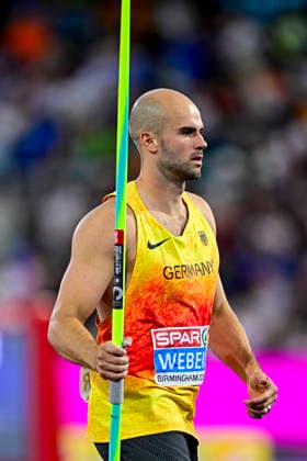 Julian WEBER Germany, USC Mainz, Men s JAVELIN THROW GBR, European Athletics Championships, Track and Field, August 15, 2026, GBR, European Athletics Championships, Track and Field, August 15, 2026, Birmingham Copyright: xEibnerxPressefoto JanxPapenfussx EP_JPS