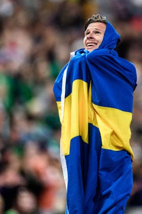 August 15, 2026: Andreas Almgren of Sweden celebrates winning first place in the men’s 10,000-meter final on Day 6 of the 2026 European Athletics Championships on August 15, 2026 in Birmingham. Photo by Mathias Bergeld, BILDBYRAN, code MB MT1071. track and field, athletics, friidrett, friidrotts EM, 2026 European Athletics Championships, Day 6, BBENG, celebration, Sweden, Sverige Copyright: MATHIASxBERGELD BB260815MB166