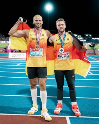 Julian Weber, USC Mainz, Men s Javelin Throw; Nick Thumm, VfB Stuttgart, Men s Javelin Throw; GBR, Track and Field, Athletics, 2026 European Athletics Championships, 2026 European Track and Field Championships, Birmingham 2026, August 9, 2026, GBR, Track and Field, Athletics, 2026 European Athletics Championships, 2026 European Track and Field Championships, Birmingham 2026, August 9, 2026, Birmingham Copyright: xStefanxMayerx EP_SMR