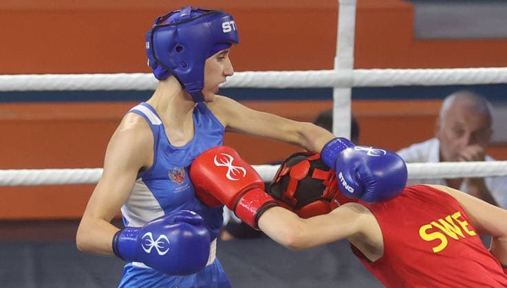 15.08.2026 Loznica(Serbia) European Junior U19 boxing championship female women s -48kg Ksenia Vishnevskaya (L) Russia :