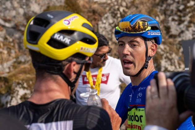 87th Volta A Portugal - 9th Stage Alexis Guerin of France and Anicolor-Campicarn Cycling Team is seen after winning the stage with his teammate Artem Nych of Russia and Anicolor-Campicarn Cycling Team during the 9th stage from Paredes to Mondim de Basto Sra da Graca of the Volta a Portugal 2026 in Fafe, Portugal, on August 15, 2026. Mondim de Basto Braga Portugal  Copyright: xMiguelxLemosx originalFilename:lemos-87thvolt260815_npoIJ
