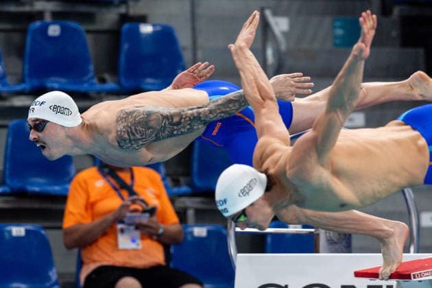 European Aquatics Championships Swimming Day 6 Piotr Ludwiczak, Nikola Miljenic during European Aquatics Championships Swimming Day 6 in Paris, France, on August 15, 2026 Paris France  Copyright: xFotoxOlimpikx originalFilename:jastrzebowski-european260815_np9d5