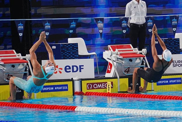 15 Aout European Aquatics Championships Paris 2026 Finales Mahieu Pauline and Moluh Mary-Ambre of France During Finale 100 M Dos Women at the European Swimming Championships at the Greater Paris Metropolis Olympic Aquatics Centre in Paris (France) on August 15, 2026.Credit Laurent Lairys During Finale 50 M Dos WOMEN at the European Swimming Championships at the Greater Paris Metropolis Olympic Aquatics Centre in Paris (France) on August 13, 2026.Credit Laurent Lairys During 1 2 Finale 100 M Dos Women at the European Swimming Championships at the Greater Paris Metropolis Olympic Aquatics Centre in Paris (France) on August 14, 2026.Credit Laurent Lairys parisFrance  Copyright: xLaurentxLairysx