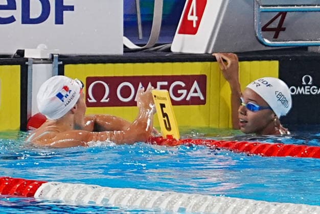 15 Aout European Aquatics Championships Paris 2026 Finales Mahieu Pauline and Moluh Mary-Ambre of France During Finale 100 M Dos Women at the European Swimming Championships at the Greater Paris Metropolis Olympic Aquatics Centre in Paris (France) on August 15, 2026.Credit Laurent Lairys During Finale 50 M Dos WOMEN at the European Swimming Championships at the Greater Paris Metropolis Olympic Aquatics Centre in Paris (France) on August 13, 2026.Credit Laurent Lairys During 1 2 Finale 100 M Dos Women at the European Swimming Championships at the Greater Paris Metropolis Olympic Aquatics Centre in Paris (France) on August 14, 2026.Credit Laurent Lairys parisFrance  Copyright: xLaurentxLairysx