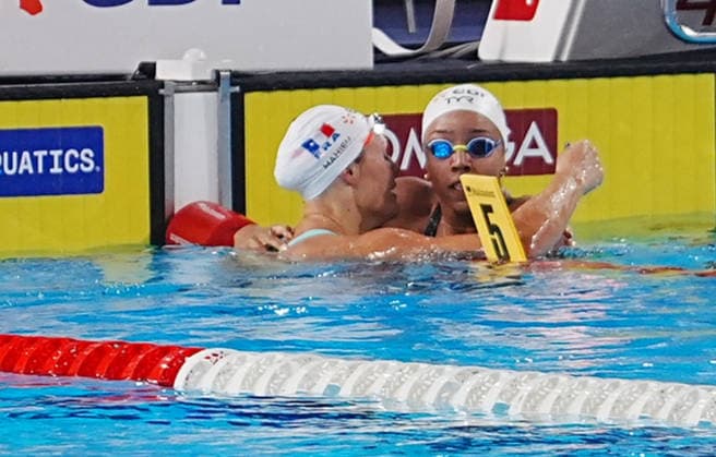 15 Aout European Aquatics Championships Paris 2026 Finales Mahieu Pauline and Moluh Mary-Ambre of France During Finale 100 M Dos Women at the European Swimming Championships at the Greater Paris Metropolis Olympic Aquatics Centre in Paris (France) on August 15, 2026.Credit Laurent Lairys During Finale 50 M Dos WOMEN at the European Swimming Championships at the Greater Paris Metropolis Olympic Aquatics Centre in Paris (France) on August 13, 2026.Credit Laurent Lairys During 1 2 Finale 100 M Dos Women at the European Swimming Championships at the Greater Paris Metropolis Olympic Aquatics Centre in Paris (France) on August 14, 2026.Credit Laurent Lairys parisFrance  Copyright: xLaurentxLairysx
