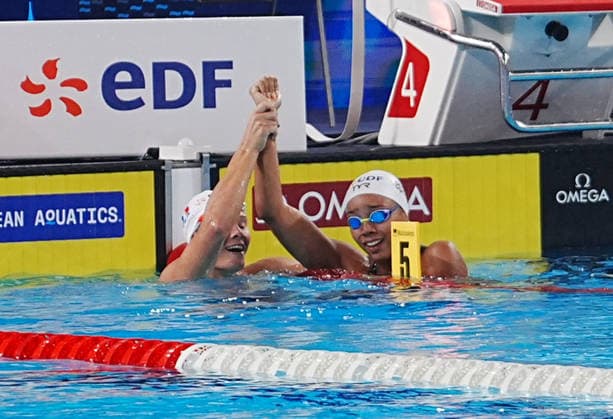 15 Aout European Aquatics Championships Paris 2026 Finales Mahieu Pauline and Moluh Mary-Ambre of France During Finale 100 M Dos Women at the European Swimming Championships at the Greater Paris Metropolis Olympic Aquatics Centre in Paris (France) on August 15, 2026.Credit Laurent Lairys During Finale 50 M Dos WOMEN at the European Swimming Championships at the Greater Paris Metropolis Olympic Aquatics Centre in Paris (France) on August 13, 2026.Credit Laurent Lairys During 1 2 Finale 100 M Dos Women at the European Swimming Championships at the Greater Paris Metropolis Olympic Aquatics Centre in Paris (France) on August 14, 2026.Credit Laurent Lairys parisFrance  Copyright: xLaurentxLairysx