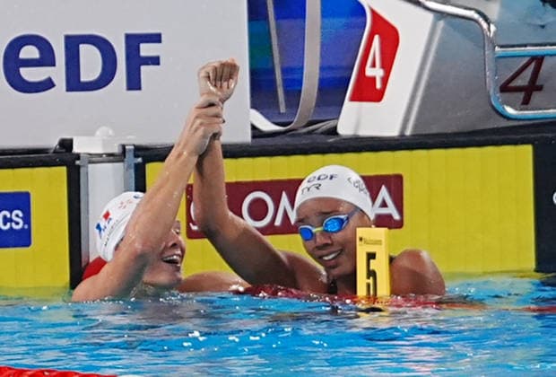 15 Aout European Aquatics Championships Paris 2026 Finales Mahieu Pauline and Moluh Mary-Ambre of France During Finale 100 M Dos Women at the European Swimming Championships at the Greater Paris Metropolis Olympic Aquatics Centre in Paris (France) on August 15, 2026.Credit Laurent Lairys During Finale 50 M Dos WOMEN at the European Swimming Championships at the Greater Paris Metropolis Olympic Aquatics Centre in Paris (France) on August 13, 2026.Credit Laurent Lairys During 1 2 Finale 100 M Dos Women at the European Swimming Championships at the Greater Paris Metropolis Olympic Aquatics Centre in Paris (France) on August 14, 2026.Credit Laurent Lairys parisFrance  Copyright: xLaurentxLairysx