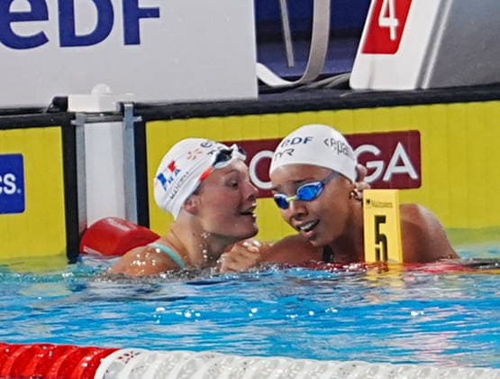 15 Aout European Aquatics Championships Paris 2026 Finales Mahieu Pauline and Moluh Mary-Ambre of France During Finale 100 M Dos Women at the European Swimming Championships at the Greater Paris Metropolis Olympic Aquatics Centre in Paris (France) on August 15, 2026.Credit Laurent Lairys During Finale 50 M Dos WOMEN at the European Swimming Championships at the Greater Paris Metropolis Olympic Aquatics Centre in Paris (France) on August 13, 2026.Credit Laurent Lairys During 1 2 Finale 100 M Dos Women at the European Swimming Championships at the Greater Paris Metropolis Olympic Aquatics Centre in Paris (France) on August 14, 2026.Credit Laurent Lairys parisFrance  Copyright: xLaurentxLairysx