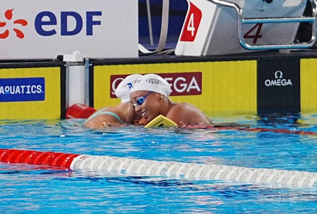 15 Aout European Aquatics Championships Paris 2026 Finales Mahieu Pauline and Moluh Mary-Ambre of France During Finale 100 M Dos Women at the European Swimming Championships at the Greater Paris Metropolis Olympic Aquatics Centre in Paris (France) on August 15, 2026.Credit Laurent Lairys During Finale 50 M Dos WOMEN at the European Swimming Championships at the Greater Paris Metropolis Olympic Aquatics Centre in Paris (France) on August 13, 2026.Credit Laurent Lairys During 1 2 Finale 100 M Dos Women at the European Swimming Championships at the Greater Paris Metropolis Olympic Aquatics Centre in Paris (France) on August 14, 2026.Credit Laurent Lairys parisFrance  Copyright: xLaurentxLairysx