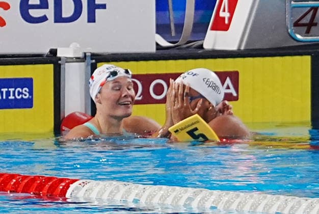 15 Aout European Aquatics Championships Paris 2026 Finales Mahieu Pauline and Moluh Mary-Ambre of France During Finale 100 M Dos Women at the European Swimming Championships at the Greater Paris Metropolis Olympic Aquatics Centre in Paris (France) on August 15, 2026.Credit Laurent Lairys During Finale 50 M Dos WOMEN at the European Swimming Championships at the Greater Paris Metropolis Olympic Aquatics Centre in Paris (France) on August 13, 2026.Credit Laurent Lairys During 1 2 Finale 100 M Dos Women at the European Swimming Championships at the Greater Paris Metropolis Olympic Aquatics Centre in Paris (France) on August 14, 2026.Credit Laurent Lairys parisFrance  Copyright: xLaurentxLairysx