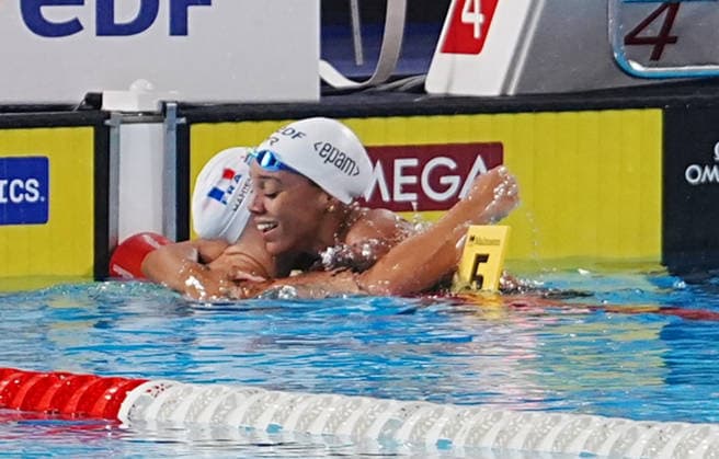 15 Aout European Aquatics Championships Paris 2026 Finales Mahieu Pauline and Moluh Mary-Ambre of France During Finale 100 M Dos Women at the European Swimming Championships at the Greater Paris Metropolis Olympic Aquatics Centre in Paris (France) on August 15, 2026.Credit Laurent Lairys During Finale 50 M Dos WOMEN at the European Swimming Championships at the Greater Paris Metropolis Olympic Aquatics Centre in Paris (France) on August 13, 2026.Credit Laurent Lairys During 1 2 Finale 100 M Dos Women at the European Swimming Championships at the Greater Paris Metropolis Olympic Aquatics Centre in Paris (France) on August 14, 2026.Credit Laurent Lairys parisFrance  Copyright: xLaurentxLairysx